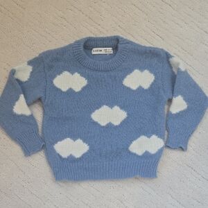 SHEIN Sky Blue and White Cloud Sweater